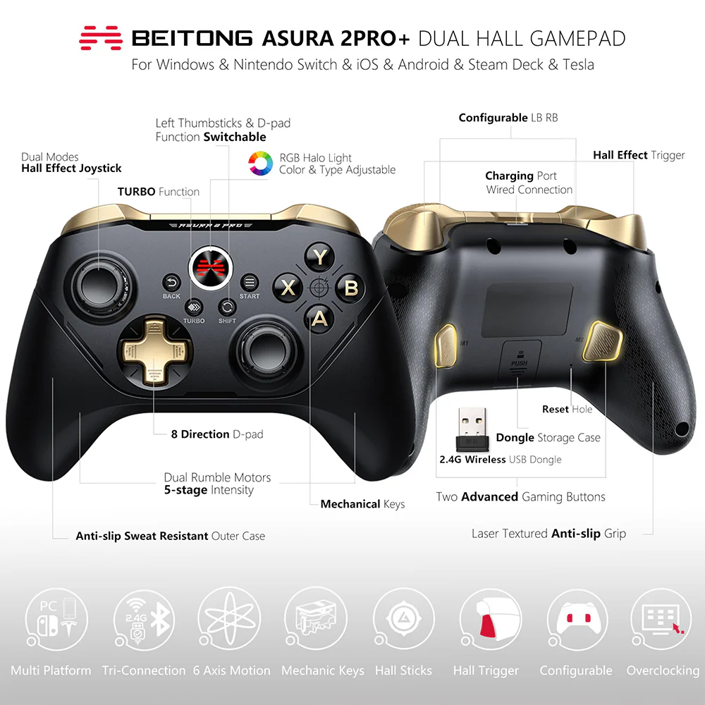 BEITONG Asura 2 Pro Plus Wireless Controller Gamepad Black - Image 6