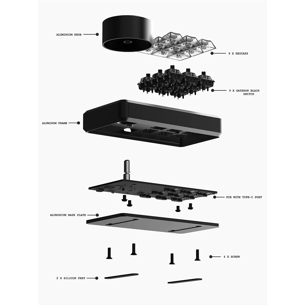 Binepad BNK9 CNC Aluminum Macropad Black - Image 10