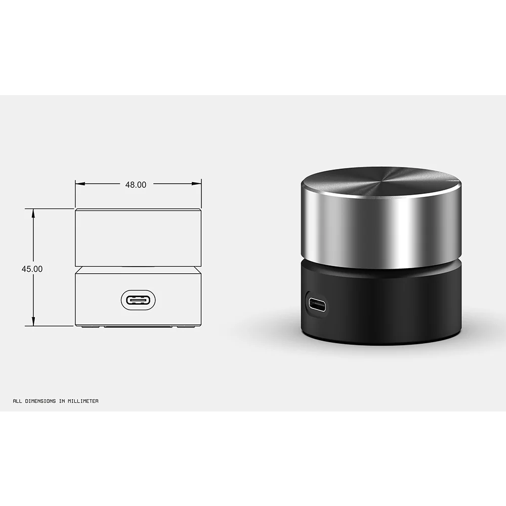 Binepad BNR1-V2 CNC Aluminum PC Knob Silver Knob Black Bottom - Image 10