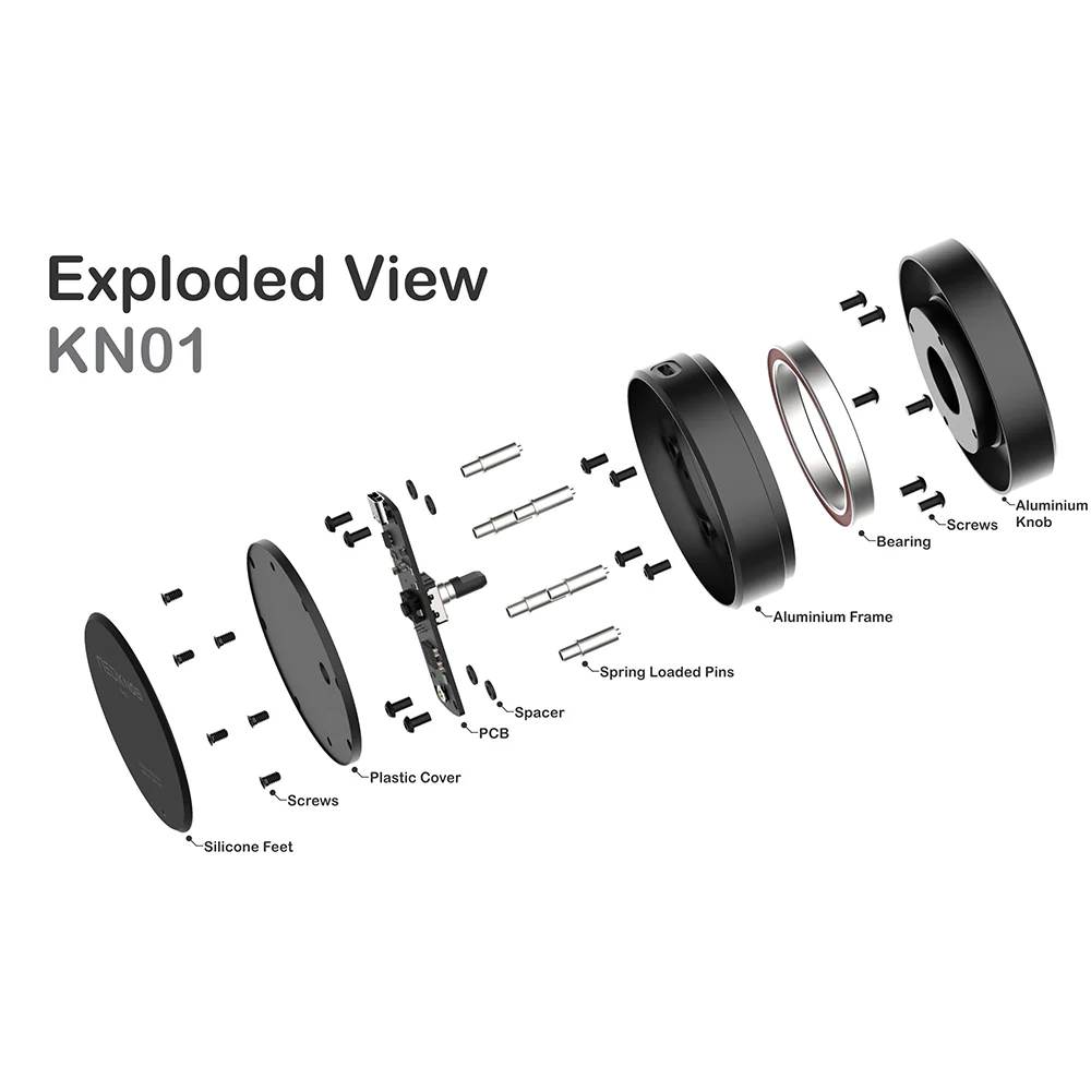 Binepad Neo Knob KN01 CNC Aluminum PC Knob Black Knob Black Bottom - Image 7