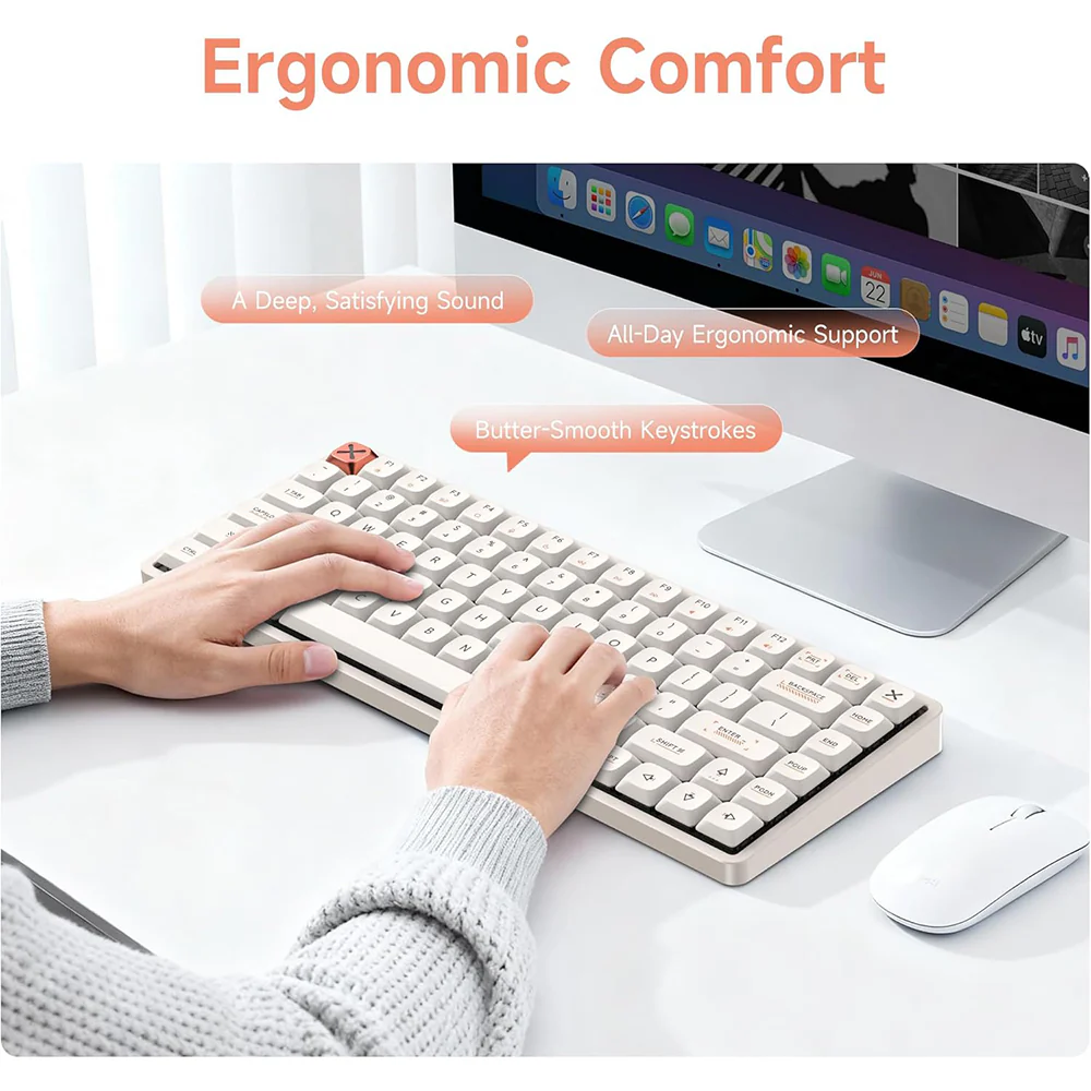 iQunix Magi75 Aluminum Low Profile Mechanical Keyboard Ochre White - Image 4