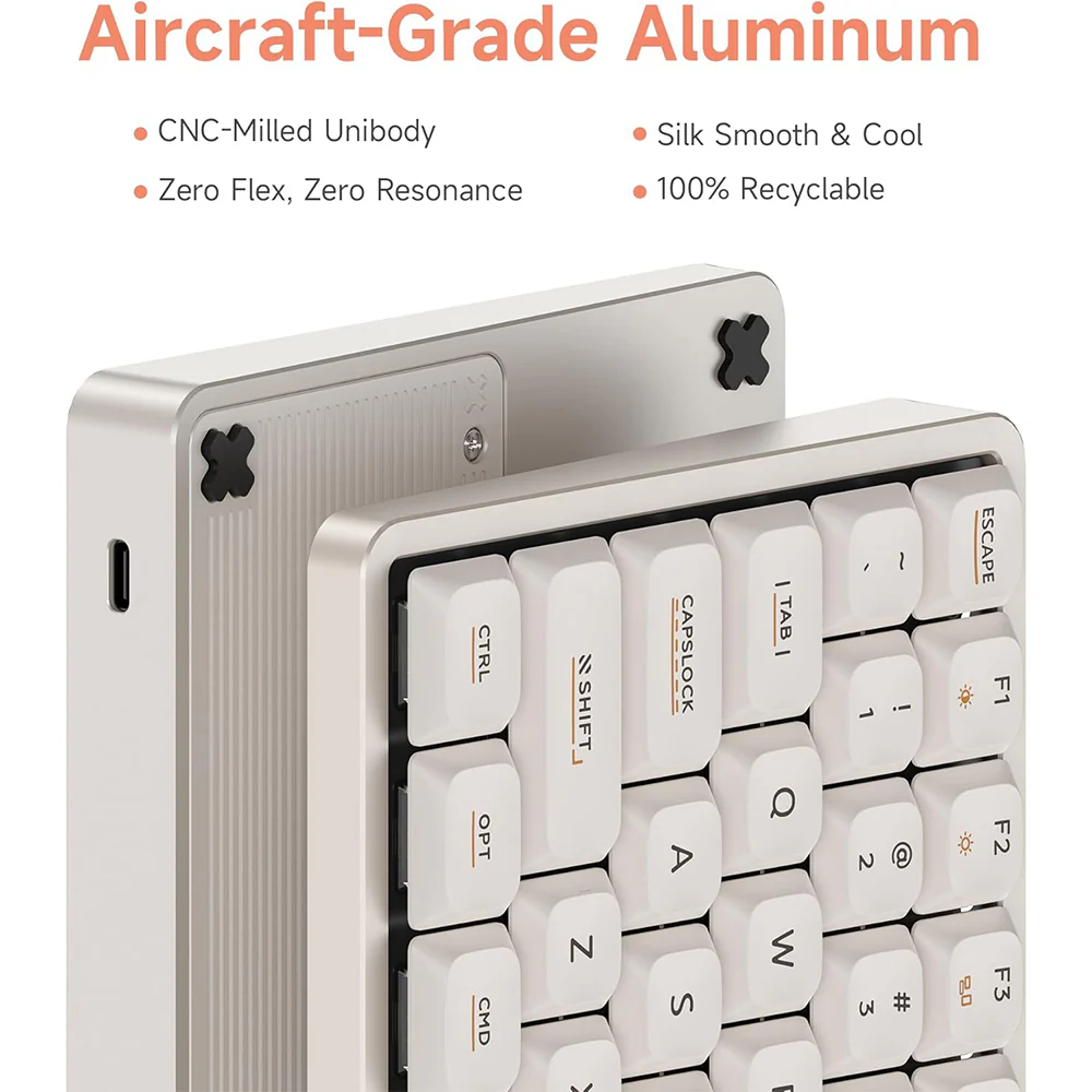 iQunix Magi75 Aluminum Low Profile Mechanical Keyboard Ochre White - Image 5