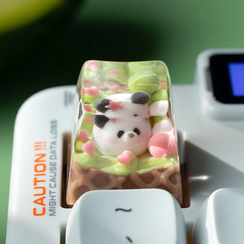 KEYMOJI Animal Ice Cream Artisan Keycap for Cherry MX Switches Matcha - Image 4