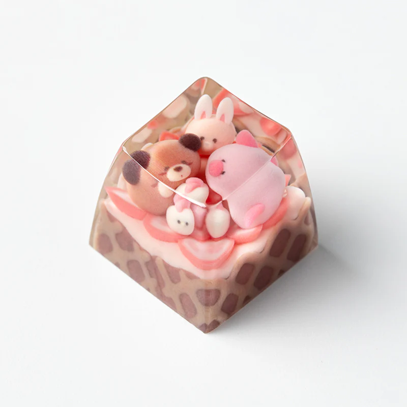 KEYMOJI Animal Ice Cream Artisan Keycap for Cherry MX Switches Strawberry - Image 3