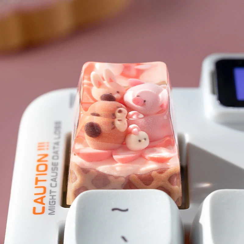KEYMOJI Animal Ice Cream Artisan Keycap for Cherry MX Switches Strawberry - Image 4