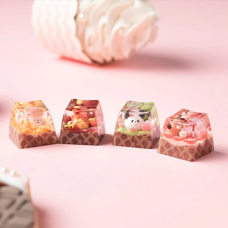 KEYMOJI Animal Ice Cream Artisan Keycap for Cherry MX Switches Strawberry - Image 7