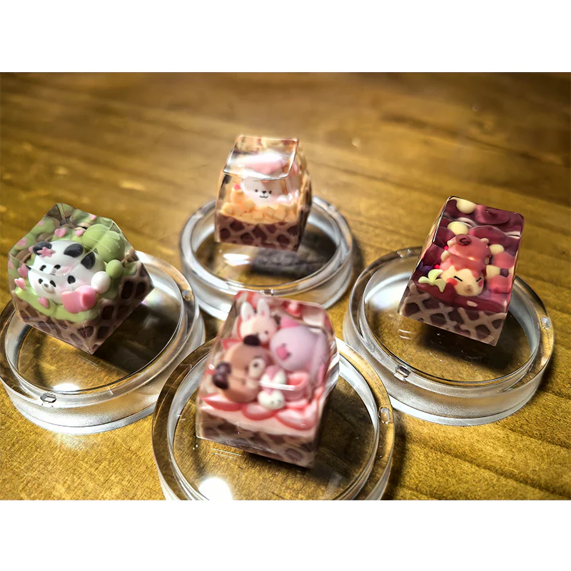 KEYMOJI Animal Ice Cream Artisan Keycap for Cherry MX Switches Strawberry - Image 9