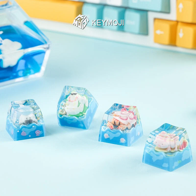 KEYMOJI Pool Party Artisan Keycap for Cherry MX Switches Chill Salamander - Image 6