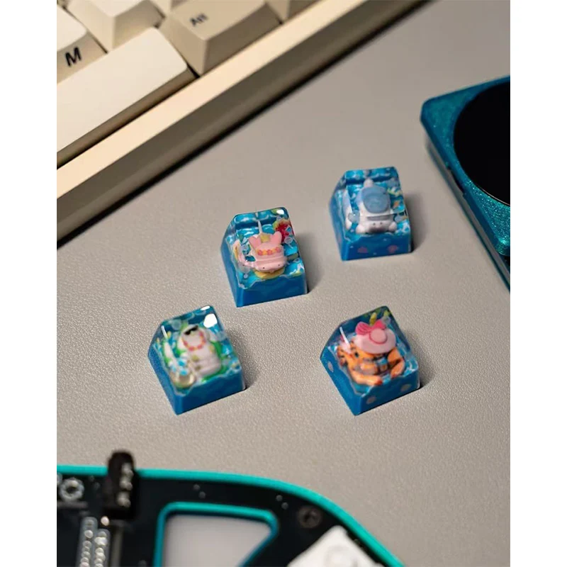 KEYMOJI Pool Party Artisan Keycap for Cherry MX Switches Chill Salamander - Image 9