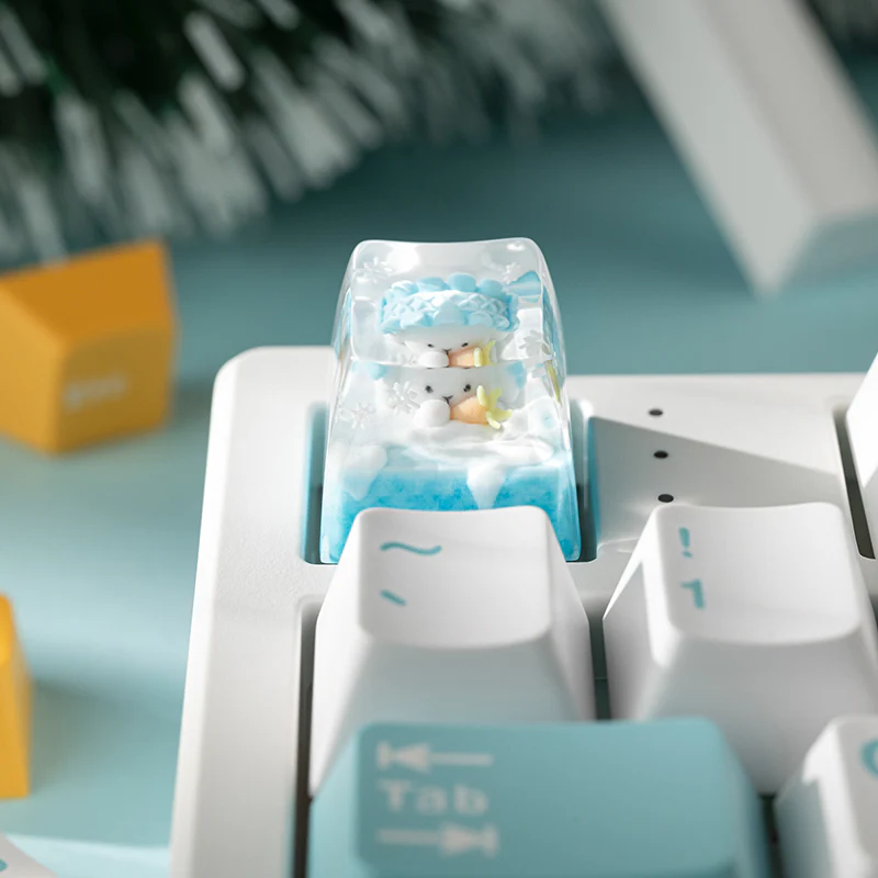 KEYMOJI Snow World Artisan Keycap for Cherry MX Switches Snowy Bunny - Image 3