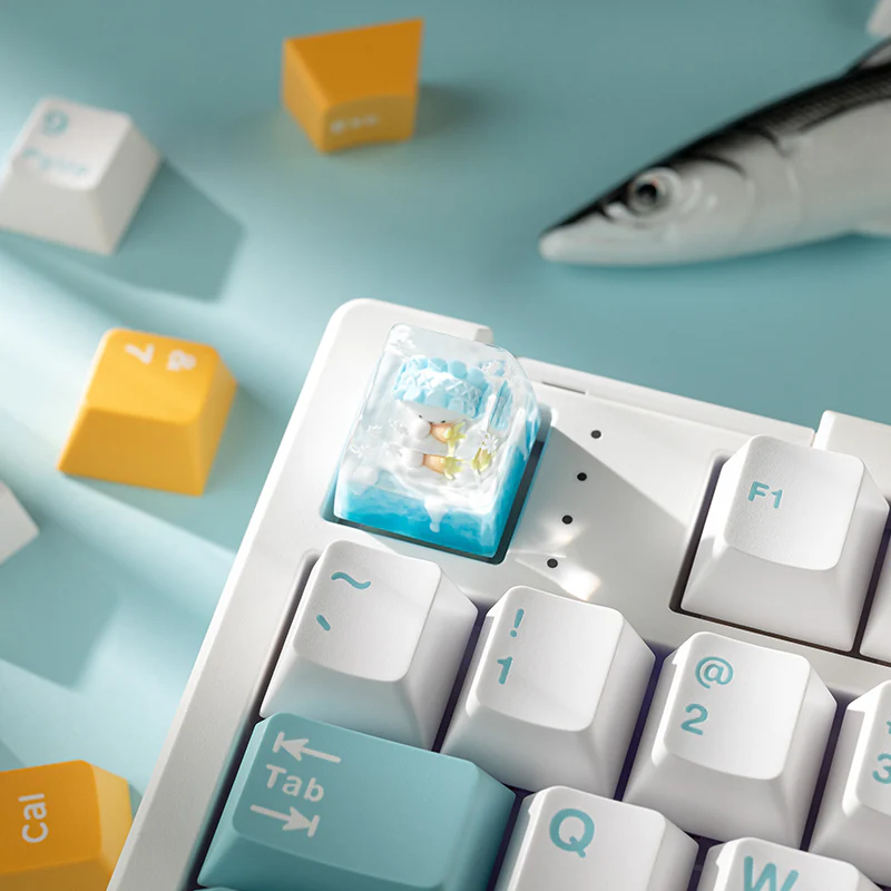 KEYMOJI Snow World Artisan Keycap for Cherry MX Switches Snowy Bunny - Image 4