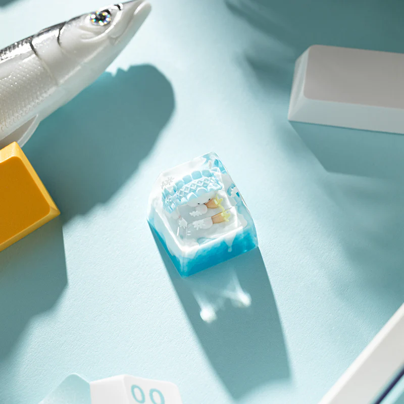 KEYMOJI Snow World Artisan Keycap for Cherry MX Switches Snowy Bunny - Image 5