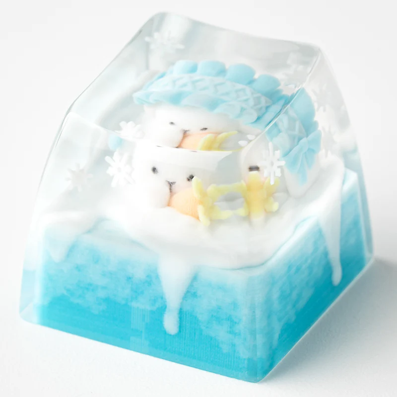 KEYMOJI Snow World Artisan Keycap for Cherry MX Switches Snowy Bunny - Image 6