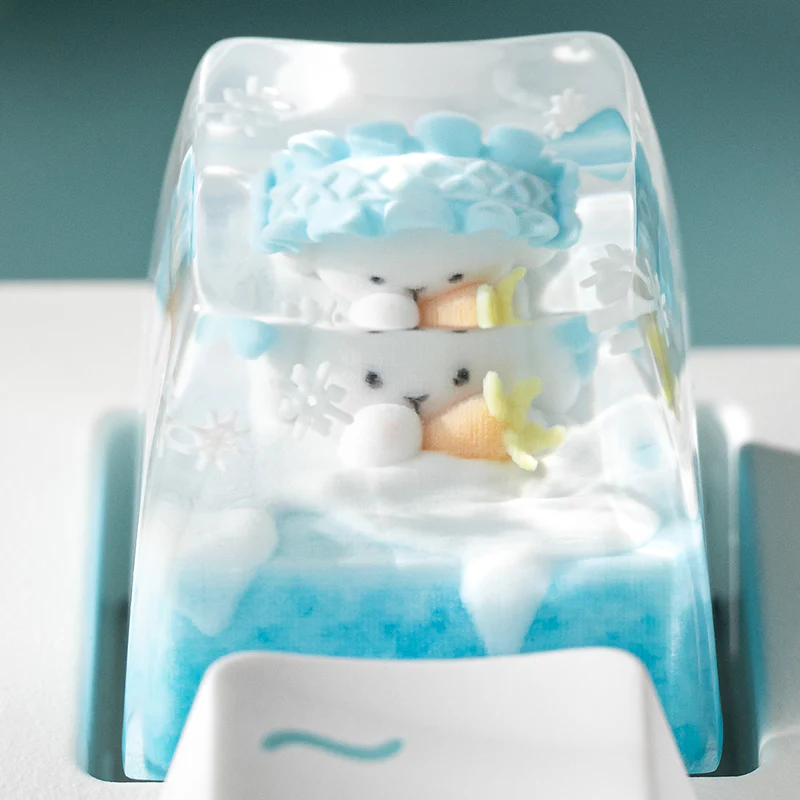 KEYMOJI Snow World Artisan Keycap for Cherry MX Switches Snowy Bunny - Image 7