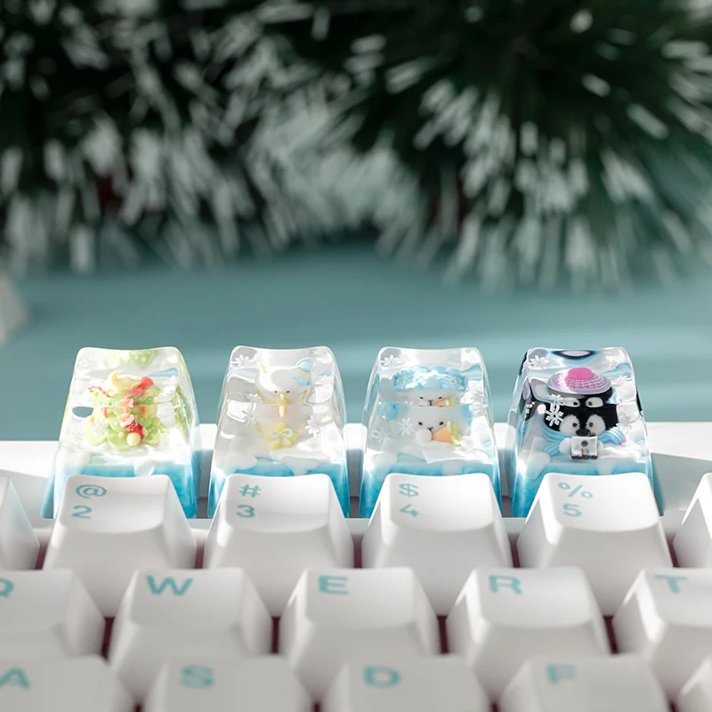 KEYMOJI Snow World Artisan Keycap for Cherry MX Switches Snowy Bunny - Image 9