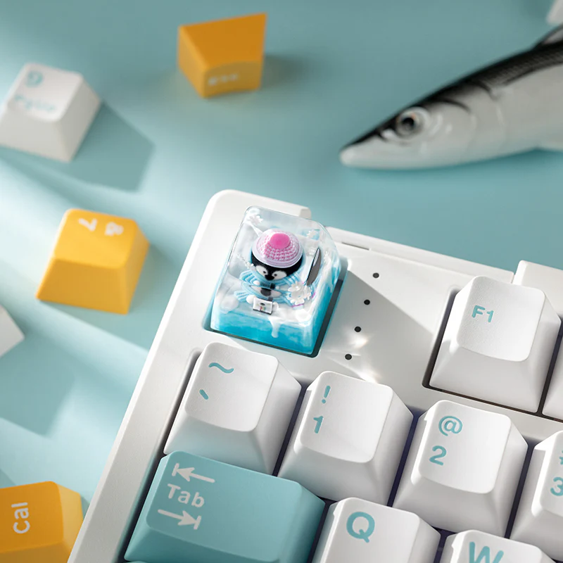 KEYMOJI Snow World Artisan Keycap for Cherry MX Switches Penguin Photographer - Image 4