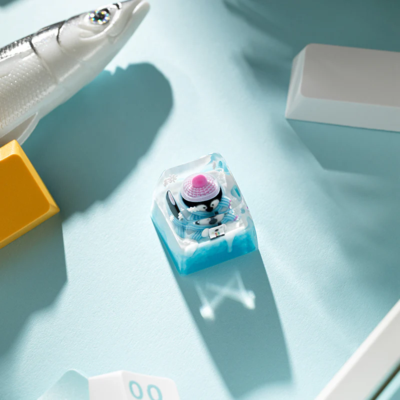 KEYMOJI Snow World Artisan Keycap for Cherry MX Switches Penguin Photographer - Image 5