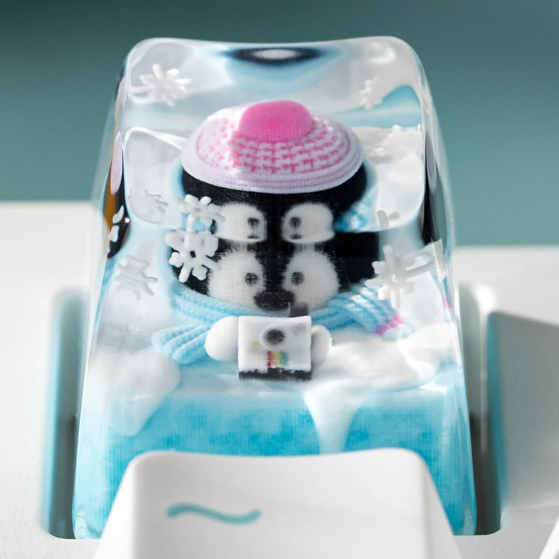 KEYMOJI Snow World Artisan Keycap for Cherry MX Switches Penguin Photographer - Image 7
