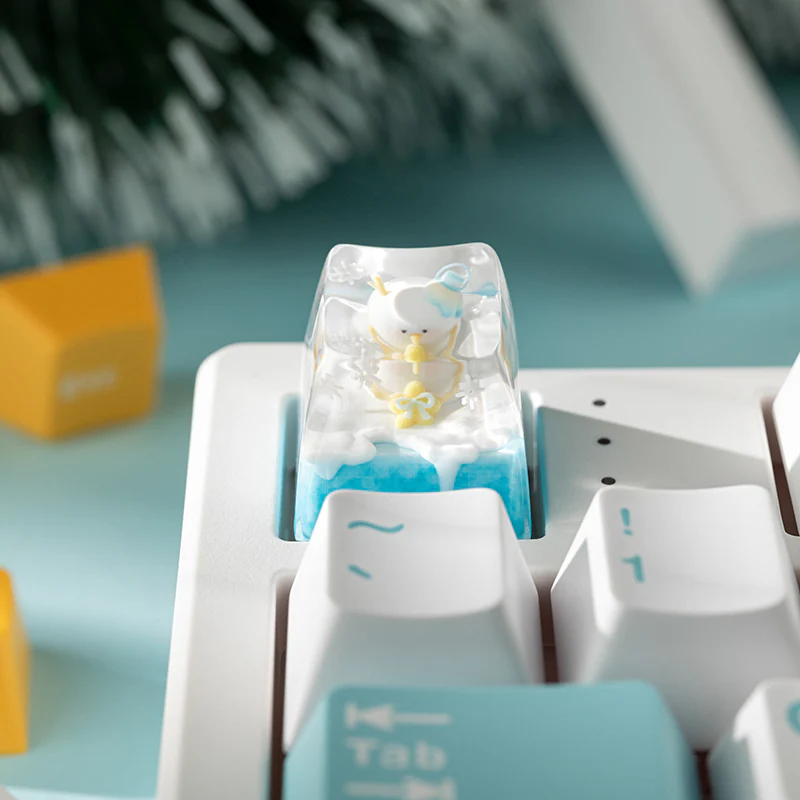 KEYMOJI Snow World Artisan Keycap for Cherry MX Switches Hugging Snowman - Image 3
