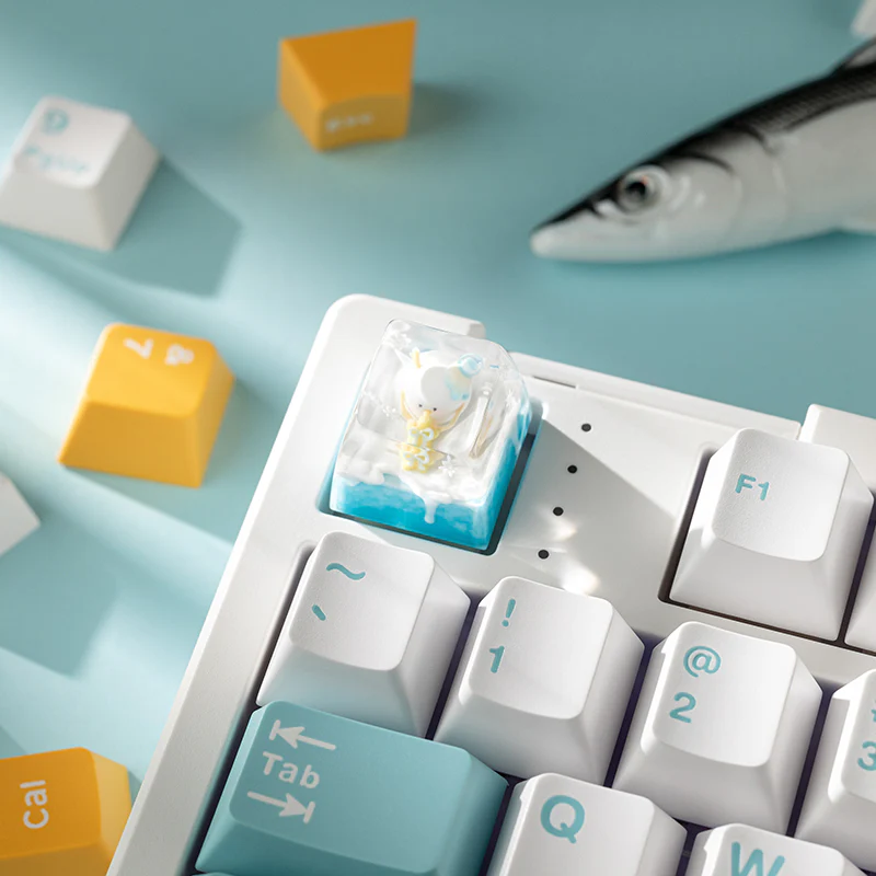 KEYMOJI Snow World Artisan Keycap for Cherry MX Switches Hugging Snowman - Image 4