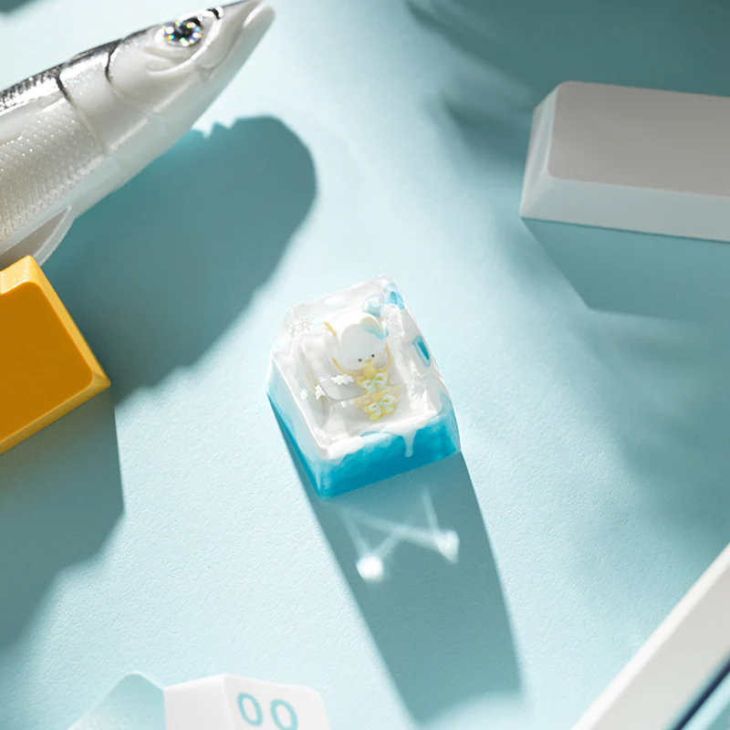 KEYMOJI Snow World Artisan Keycap for Cherry MX Switches Hugging Snowman - Image 5