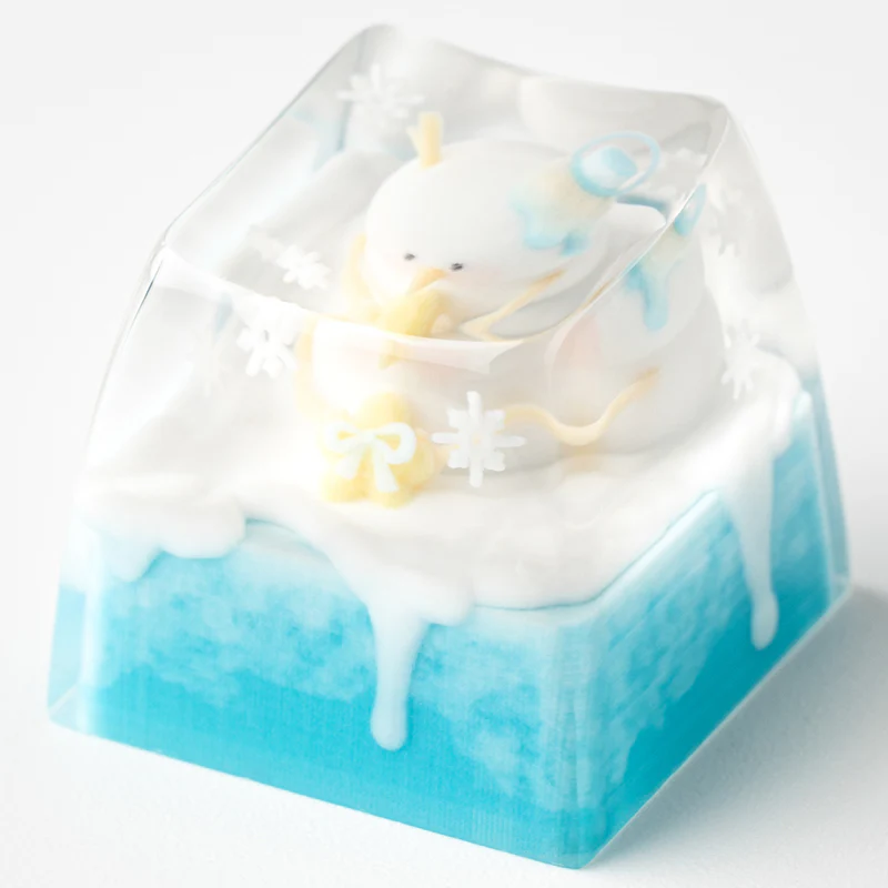 KEYMOJI Snow World Artisan Keycap for Cherry MX Switches Hugging Snowman - Image 6