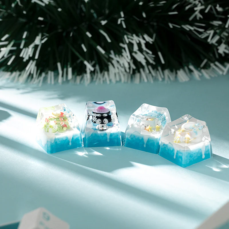 KEYMOJI Snow World Artisan Keycap for Cherry MX Switches Hugging Snowman - Image 8