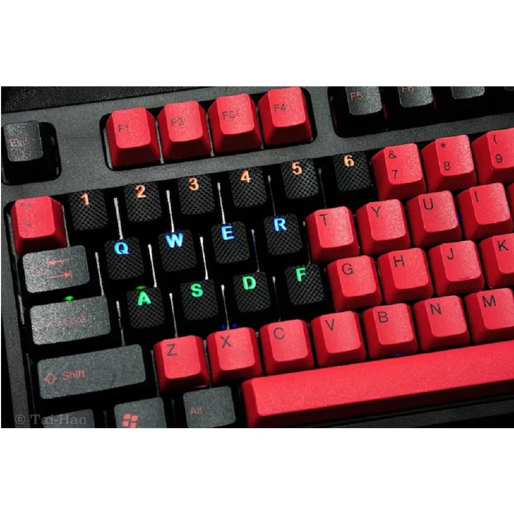 Tai-Hao Rubber Gaming Backlit Keycaps-18 keys/8 keys Black - Image 5