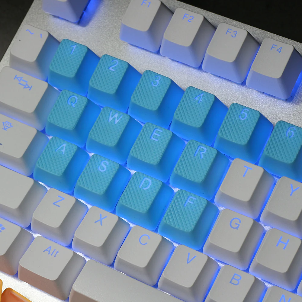 Tai-Hao Rubber Gaming Backlit Keycaps-18 keys/8 keys Neon blue - Image 7