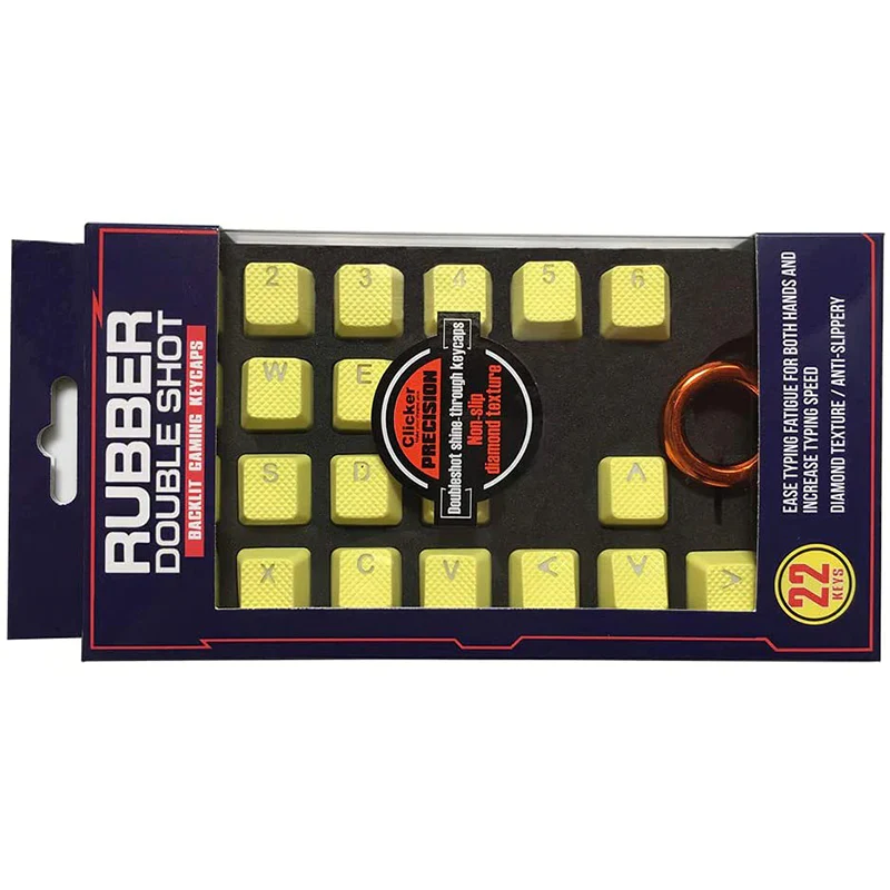 Tai-Hao Rubber Gaming Backlit Keycaps- 22 keys Neon Zinc Yellow - Image 7
