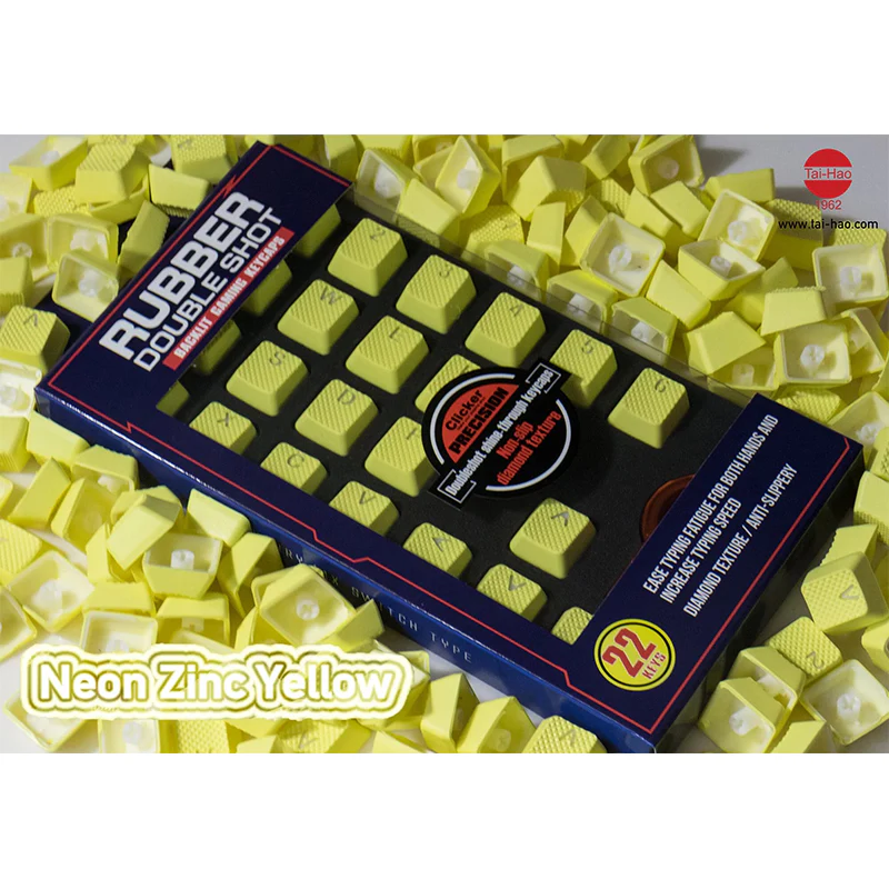Tai-Hao Rubber Gaming Backlit Keycaps- 22 keys Neon Zinc Yellow - Image 8