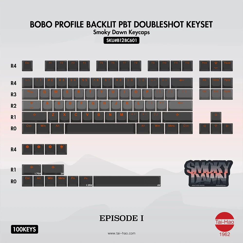 Tai-Hao BOBO Profile Backlit PBT Doubleshot Keycap Set Smoky Dawn - Image 10