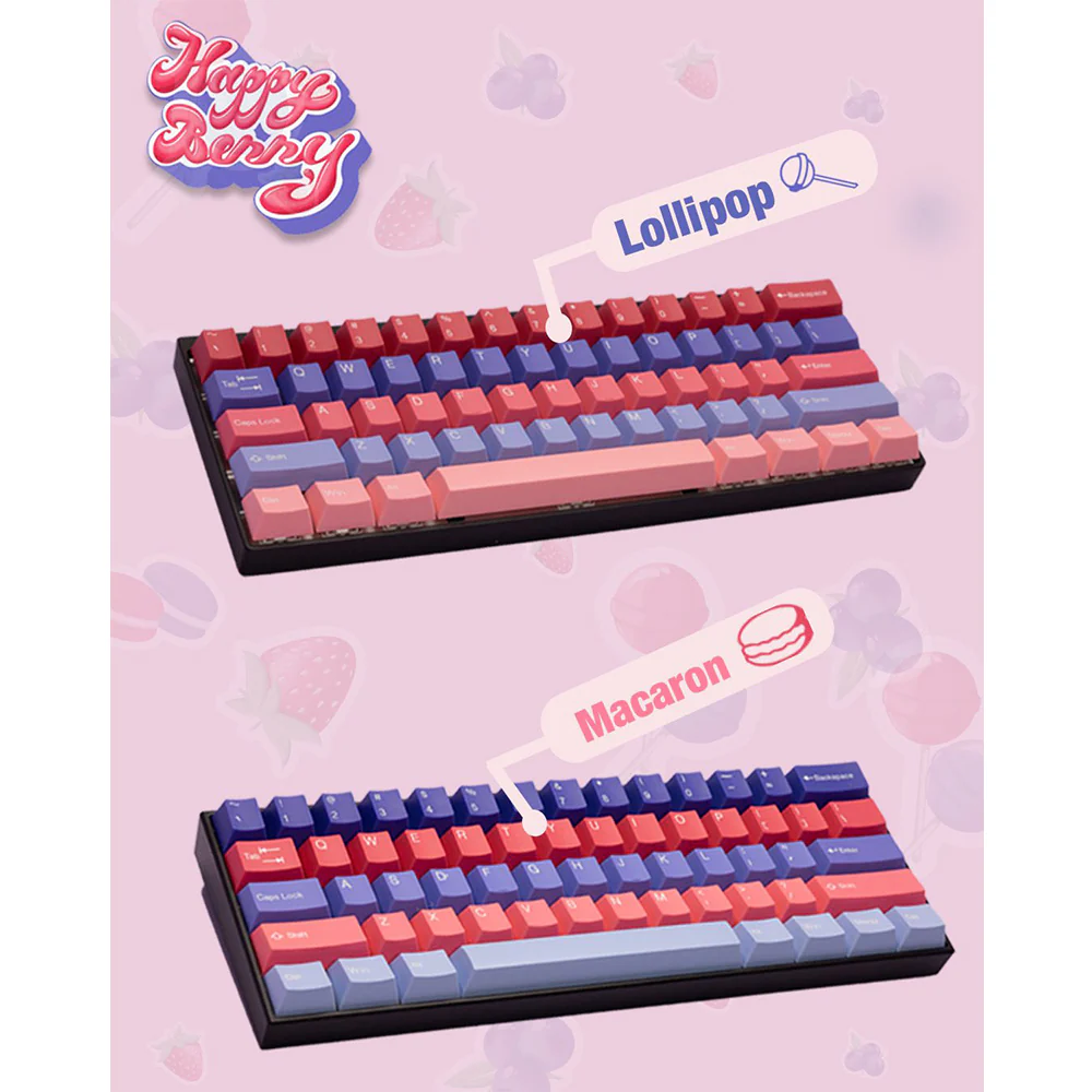 Tai-Hao Cubic ABS Type Double shot Keyset Happy Berry - Blueberry & Strawberry - Image 7
