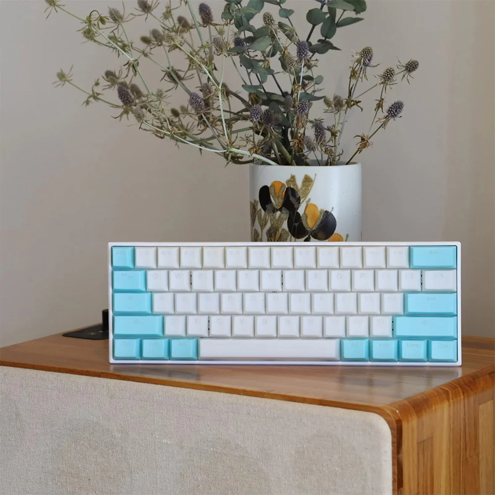 Tai-Hao Translucent Cubic Profile ABS backlit keycap set NATA DE COCO Blue White - Image 4