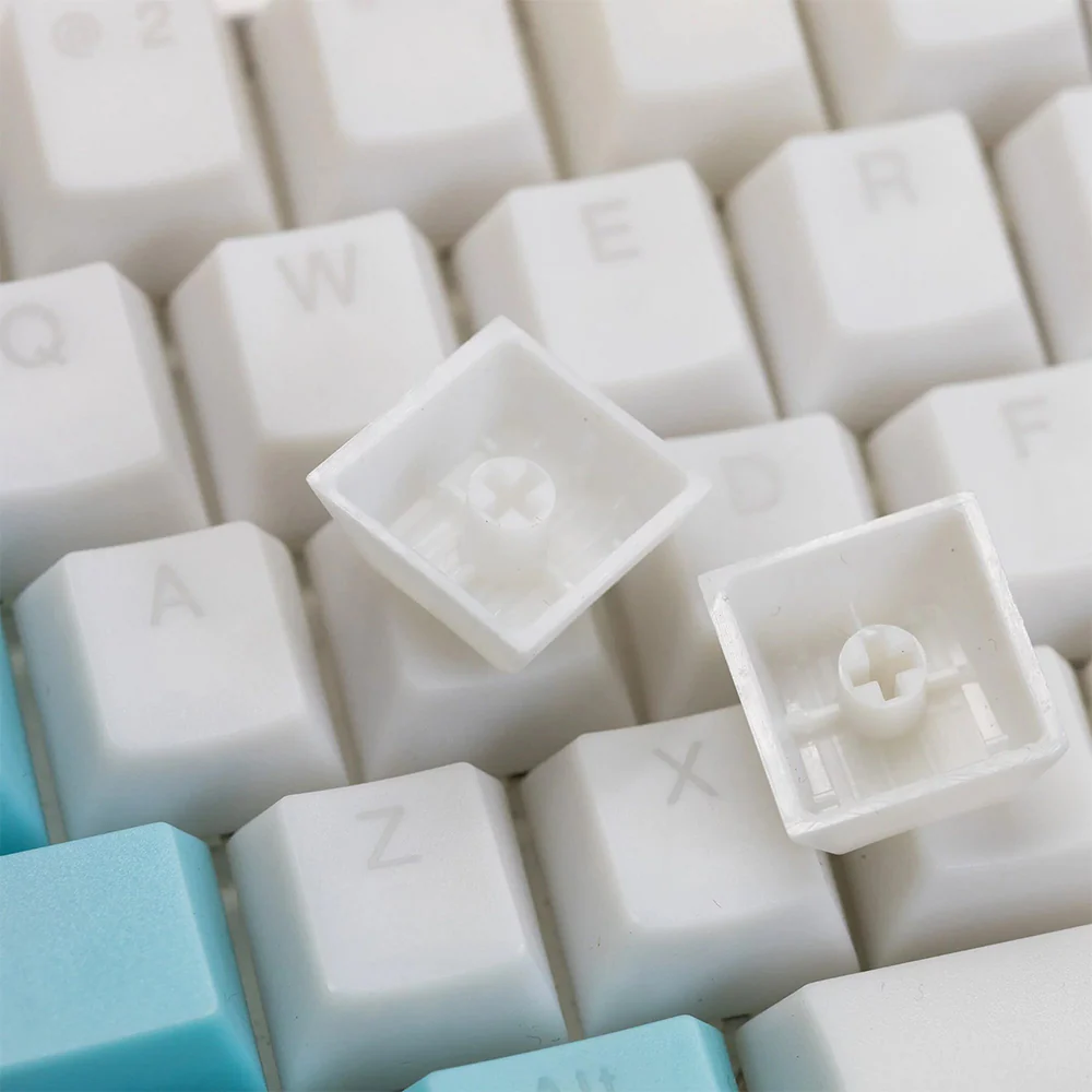 Tai-Hao Translucent Cubic Profile ABS backlit keycap set NATA DE COCO Blue White - Image 5