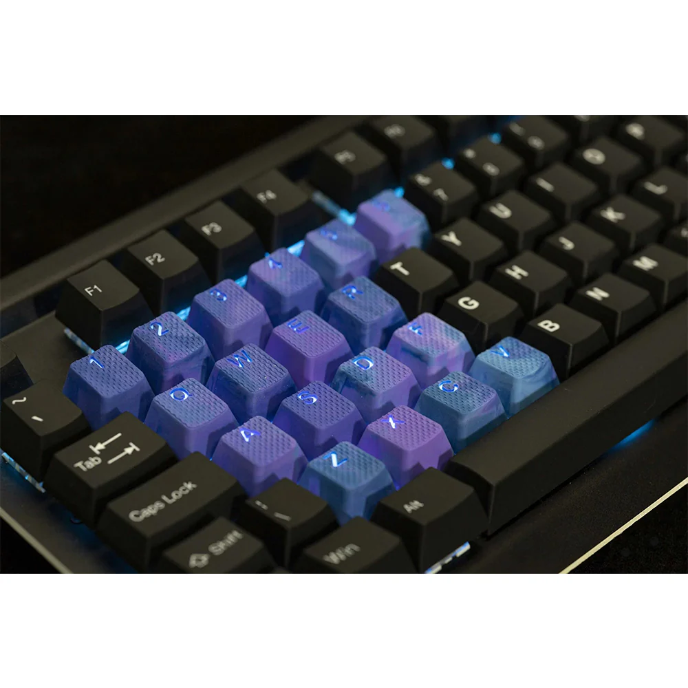 Tai-Hao Rubberized Gaming Keycap Mark II - 23keys Dark Purple & Blue Camo - Image 5