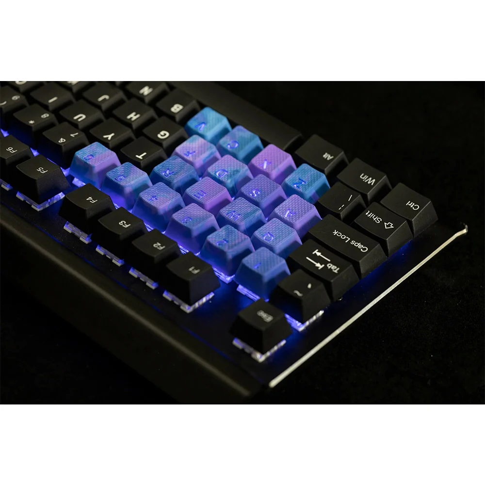 Tai-Hao Rubberized Gaming Keycap Mark II - 23keys Dark Purple & Blue Camo - Image 6