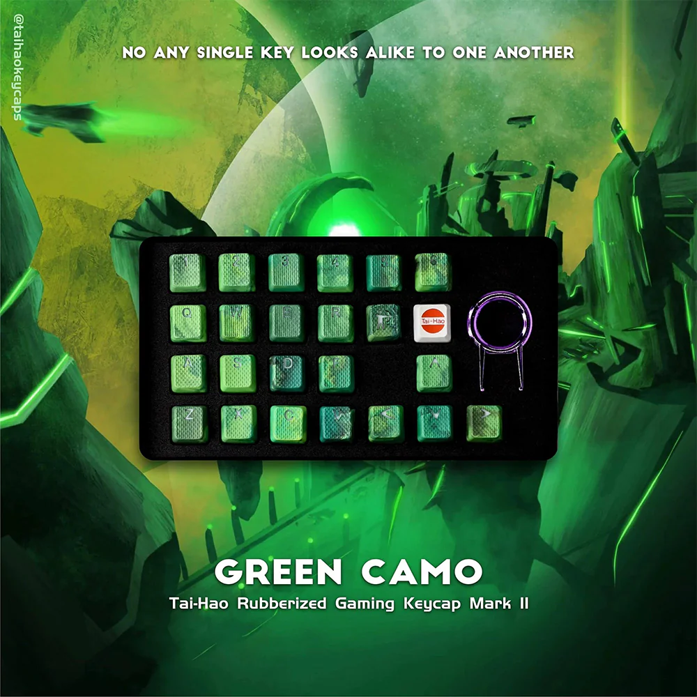 Tai-Hao Rubberized Gaming Keycap Mark II - 23keys Green Camo - Image 2