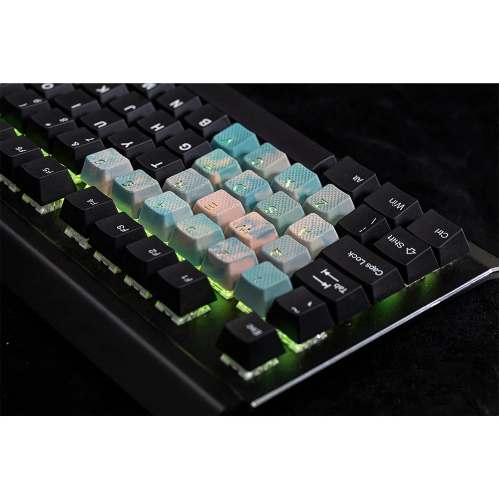 Tai-Hao Rubberized Gaming Keycap Mark II - 23keys Green & Peach Camo - Image 6