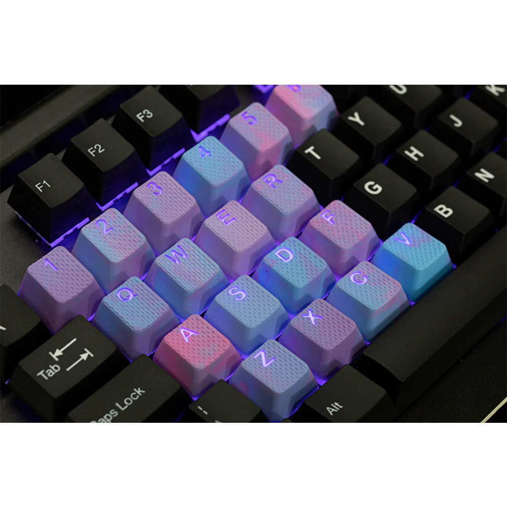 Tai-Hao Rubberized Gaming Keycap Mark II - 23keys Pink & Blue Camo - Image 5