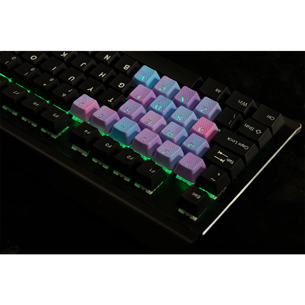 Tai-Hao Rubberized Gaming Keycap Mark II - 23keys Pink & Blue Camo - Image 6