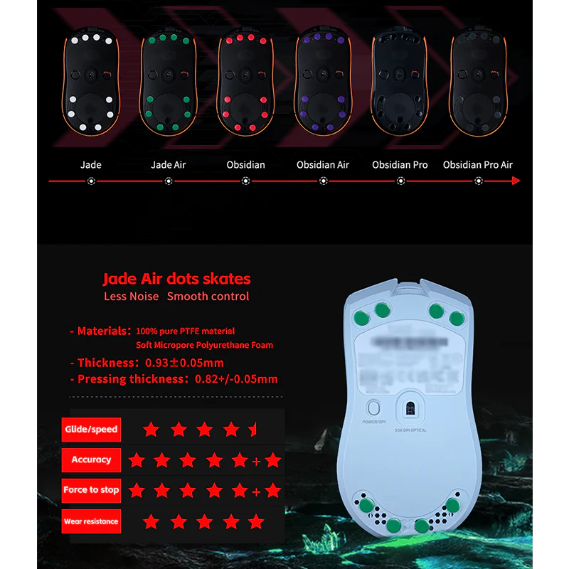 X-raypad Jade Air PTFE Universal Dot Mouse Skates 40個入り - Image 8