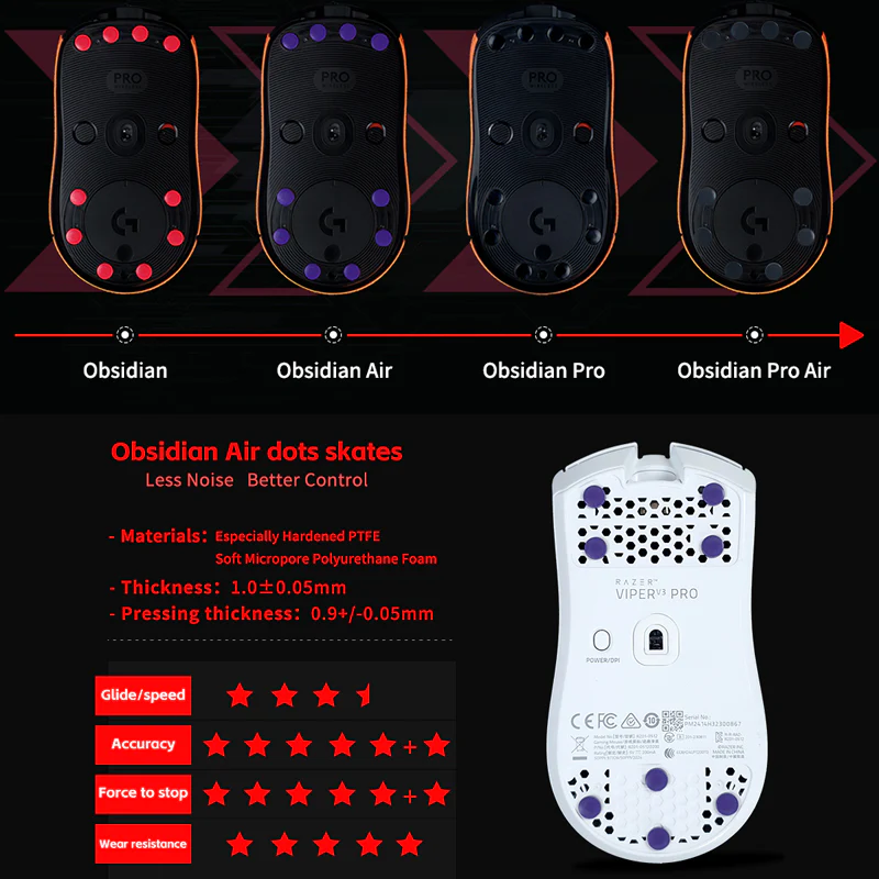 X-raypad Obsidian Air PTFE Universal Dot Mouse Skates 40個入り - Image 8