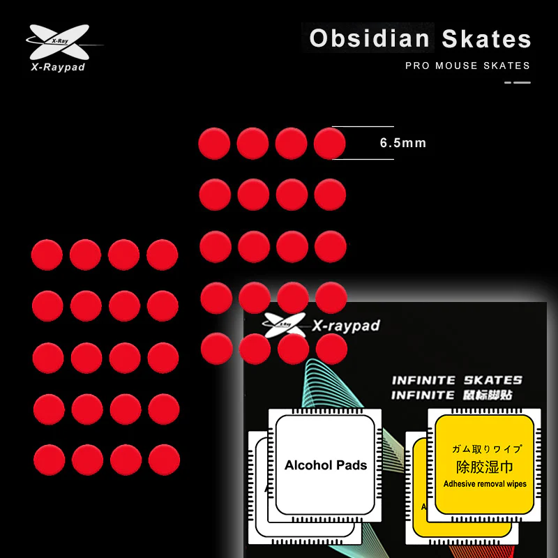 X-raypad Obsidian Control Mouse Skates Universal 0.8mm PTFE Dots 40個入り - Image 3
