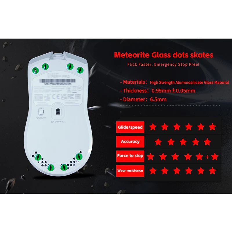 X-raypad Meteorite Glass Mouse Skates Universal DIY Dots Black 8個入り - Image 7