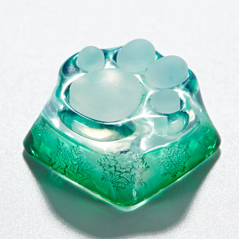 ZOMO PLUS 3D Printed Kitty Paw Keycap Snowflake Green for Cherry MX Switches - Image 3
