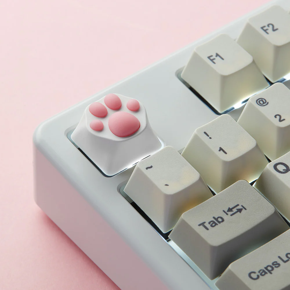 ZOMO PLUS ABS Kitty Paw Keycap White Pink for Cherry MX Switches - Image 3