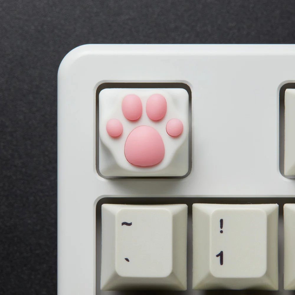 ZOMO PLUS ABS Kitty Paw Keycap White Pink for Cherry MX Switches - Image 4