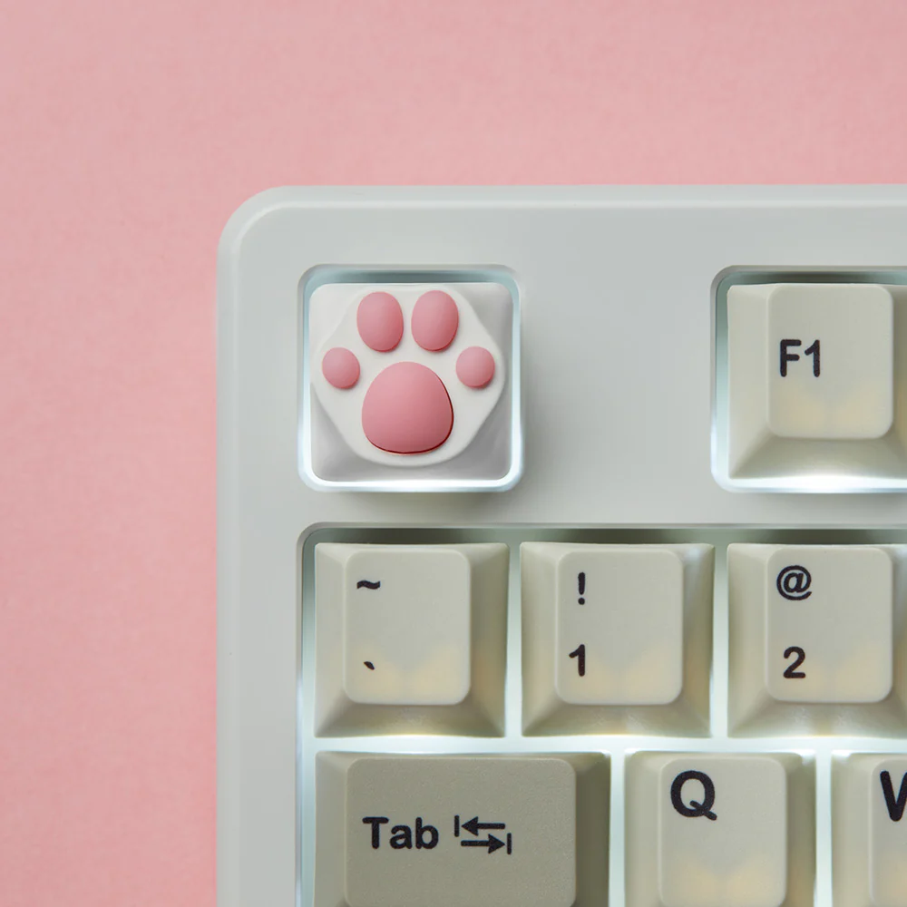 ZOMO PLUS ABS Kitty Paw Keycap White Pink for Cherry MX Switches - Image 5