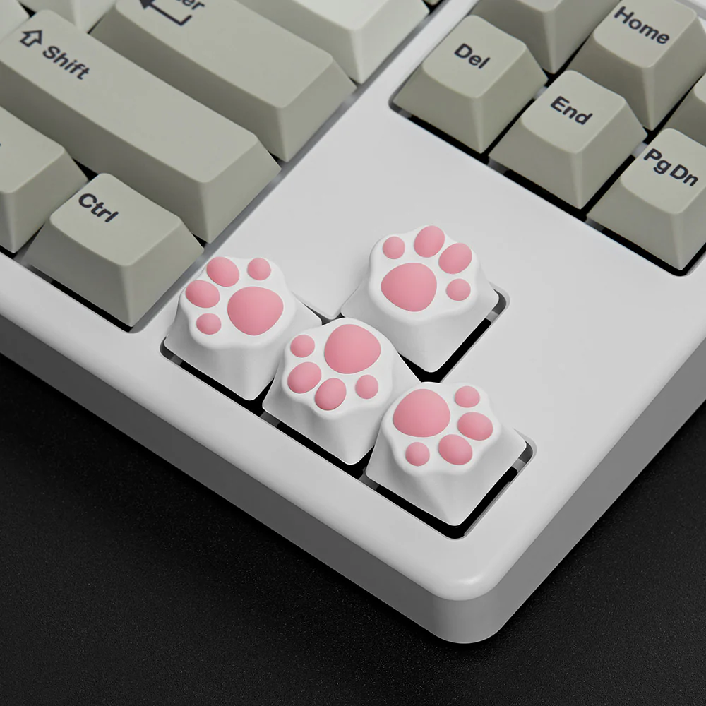 ZOMO PLUS ABS Kitty Paw Keycap White Pink for Cherry MX Switches - Image 8